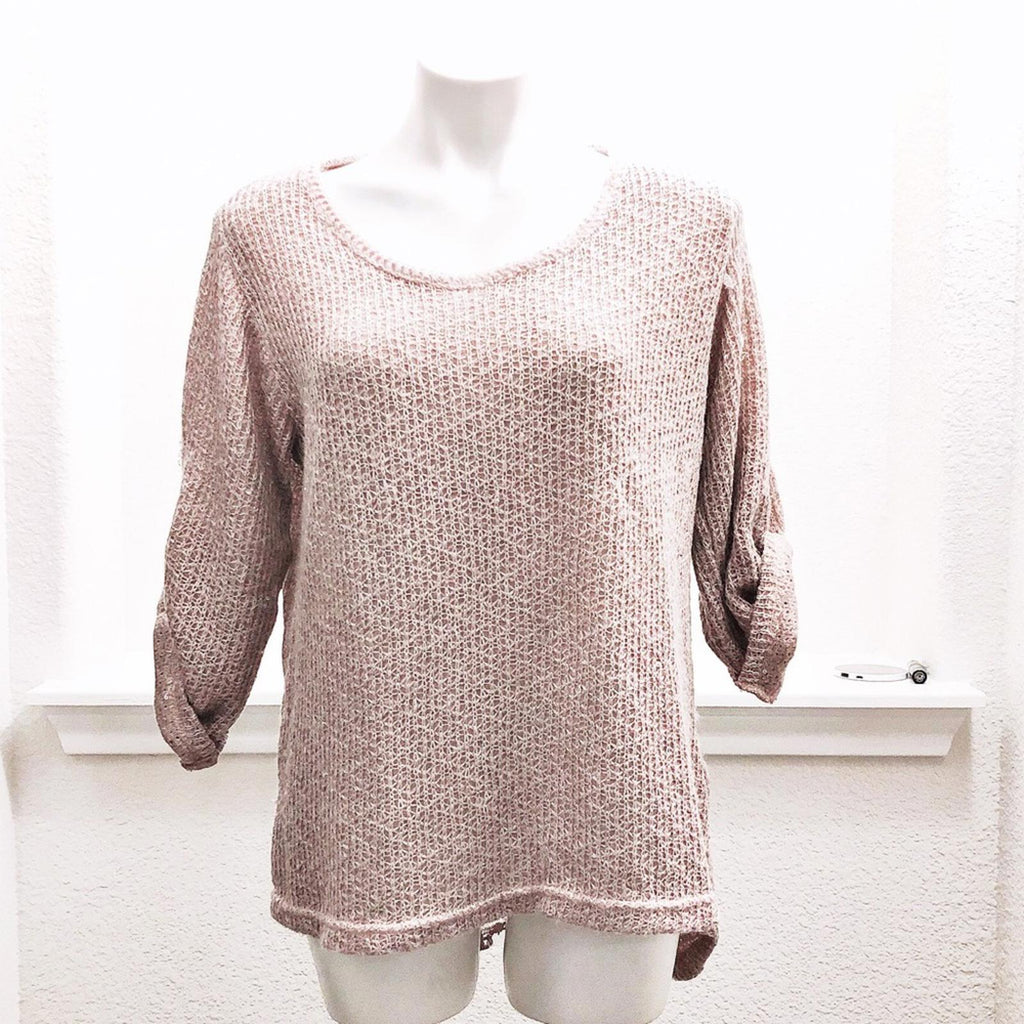 Belle France Lace Back Sweater in Blush Pink, Size L EXCELLENT! Retail $138