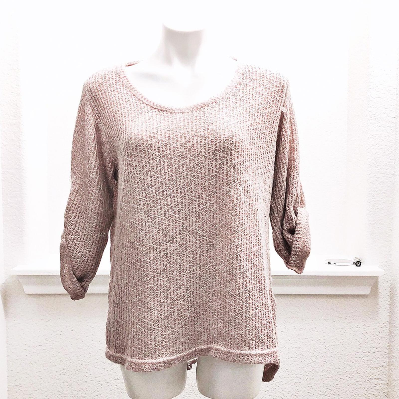 Belle France Lace Back Sweater in Blush Pink, Size L EXCELLENT! Retail $138