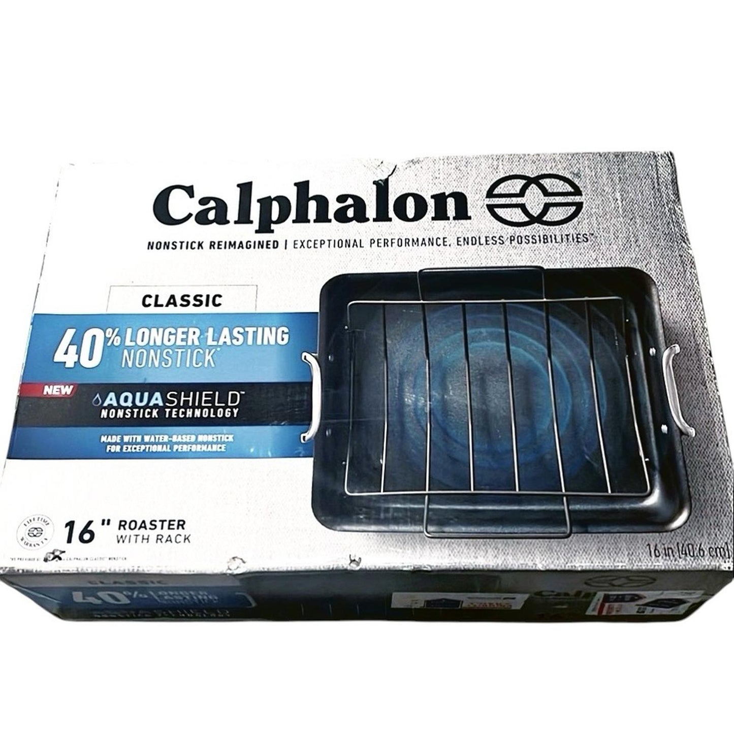 Calphalon Nonstick with AquaShield 16" Roaster w/Rack, 40% Longer Lasting NEW