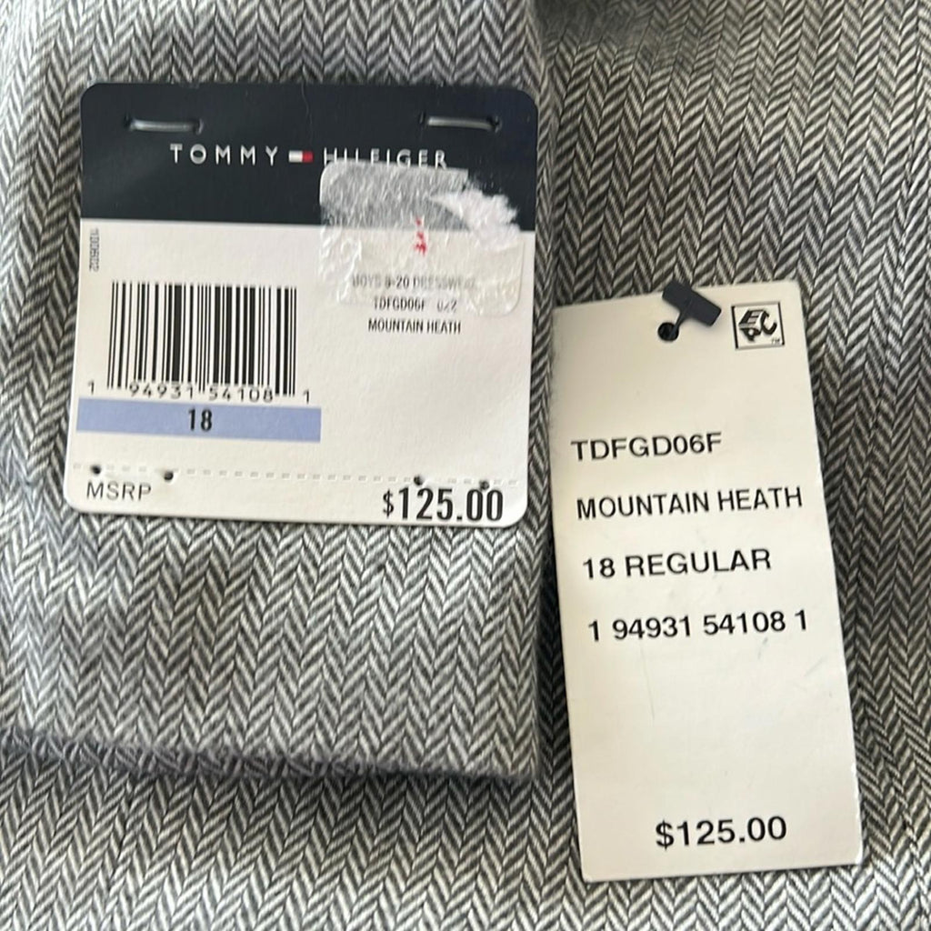 Tommy Hilfiger Big Boys Brushed Herringbone Jacket in Dark Gray Size 18 NWT $125