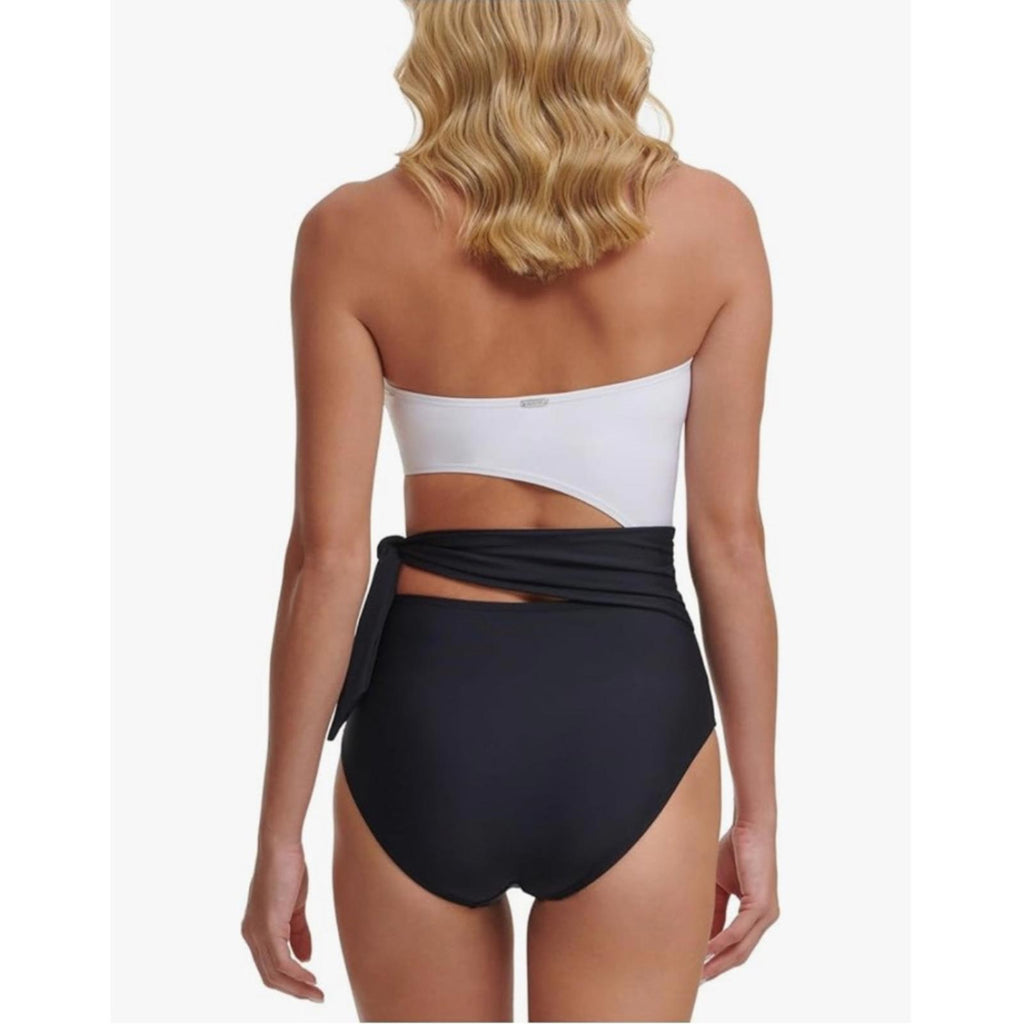DKNY Stretch Convertible Mod. Coverage Cutout Bandeau One Piece Swimsuit Size 16