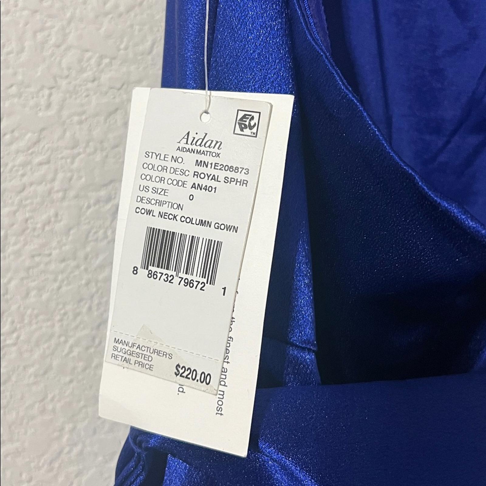 Aidan Mattox Satin Cowl Neck Gown in Royal Sapphire, Size 0 NEW w/Tag $220