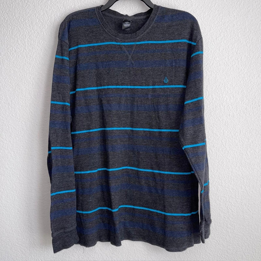 Volcom Cotton-Blend Striped Crewneck Sweatshirt, Size XXL EXCELLENT!