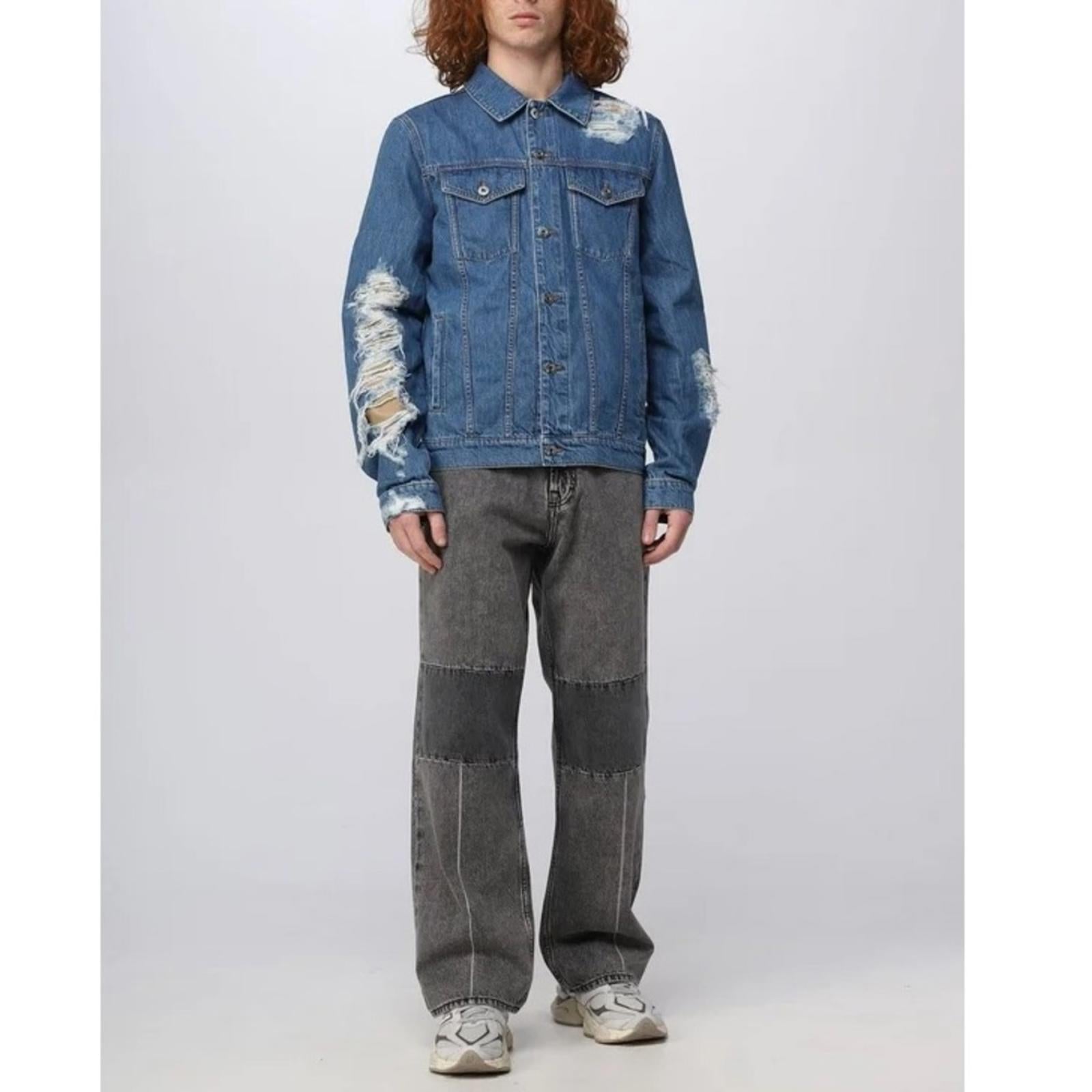 J.W. Anderson Distressed Denim Jacket in Light Blue, Size L New w/Tag 1,050