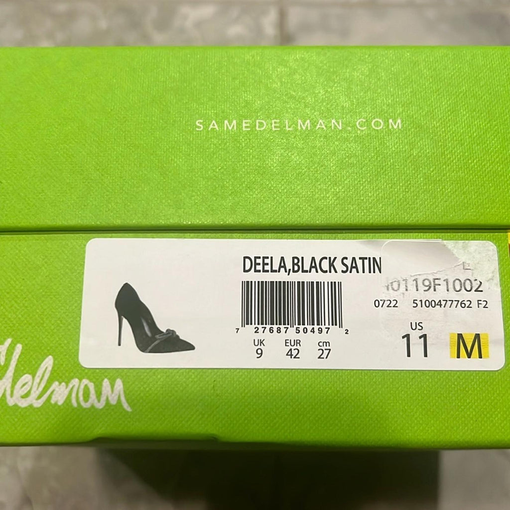 Sam Edelman Deela Evening Bow Pump in Black Satin, Size 11 New in Box w/Dust Bag
