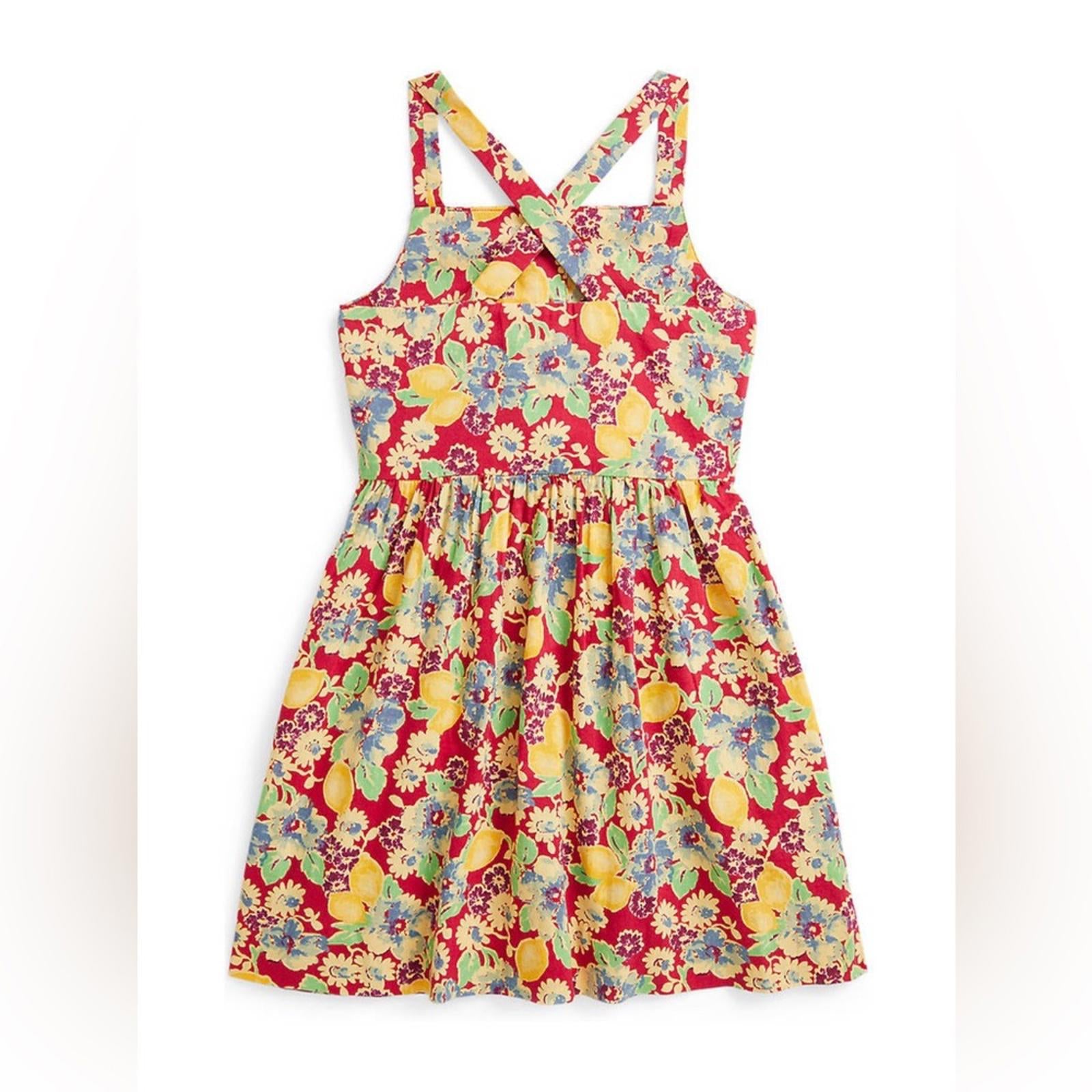 Polo by Ralph Lauren Lemon Floral Slub Cotton Dress, Size 14, NWT