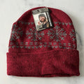 Men’s Insulated Hat, Knit Beanie, Red & Grey One Size New w/Tag