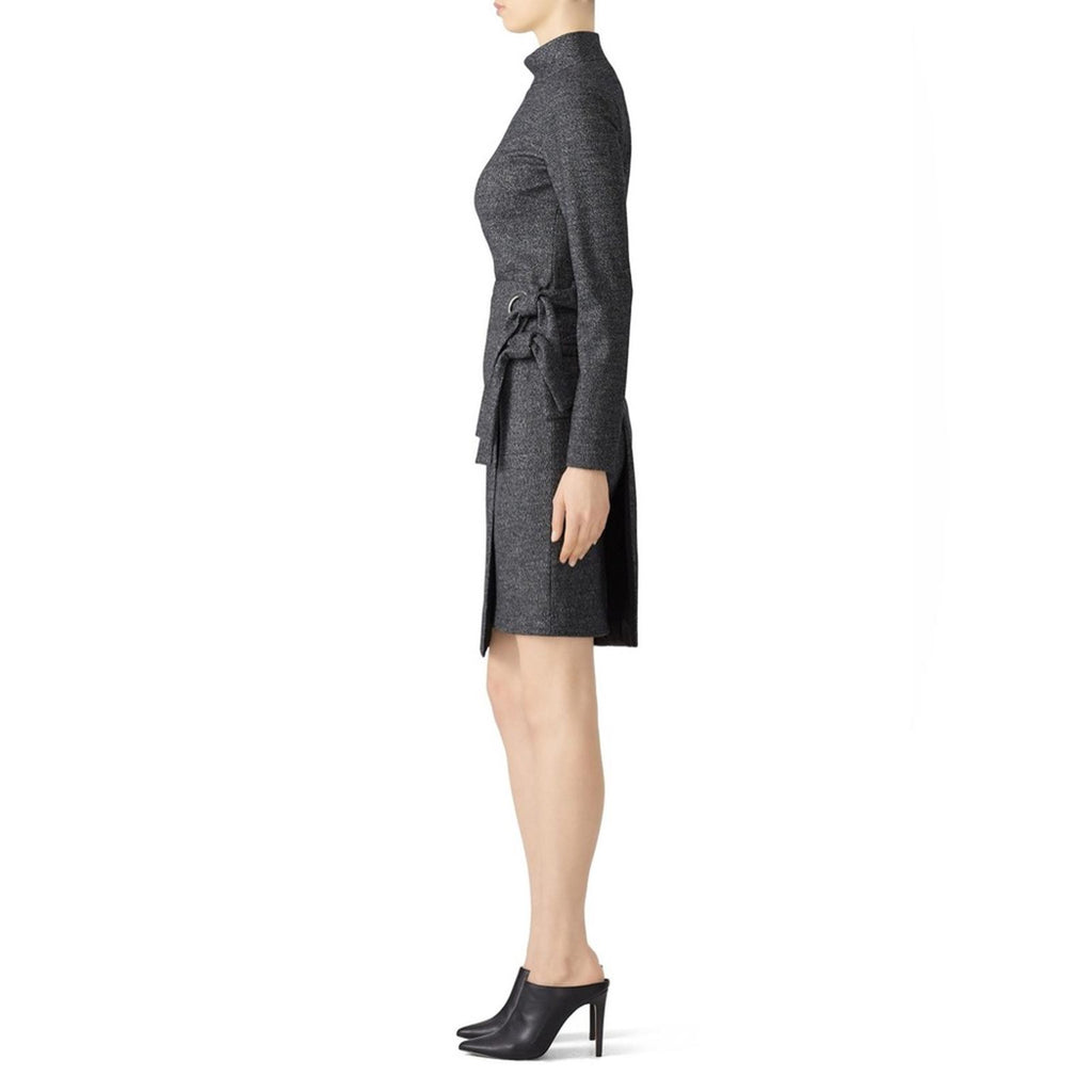 Badgley Mischka Charcoal Faux Wrap Dress Size 6 EXCELLENT Retail $495