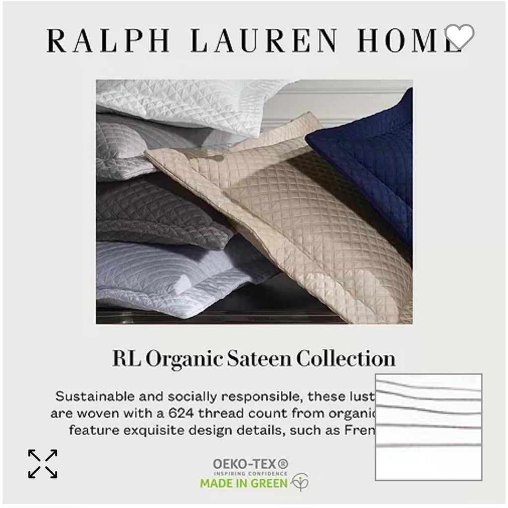 Ralph Lauren Organic Handkerchief King Sham in Graphite, New w/Tag $215