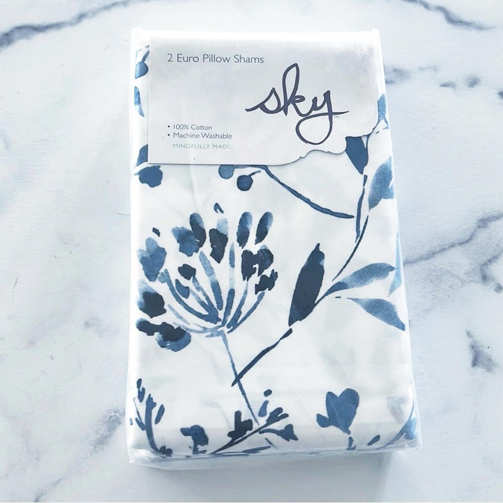 2 SKY Gracie Euro Shams in White & Blue 26”x26”
New in Box $160