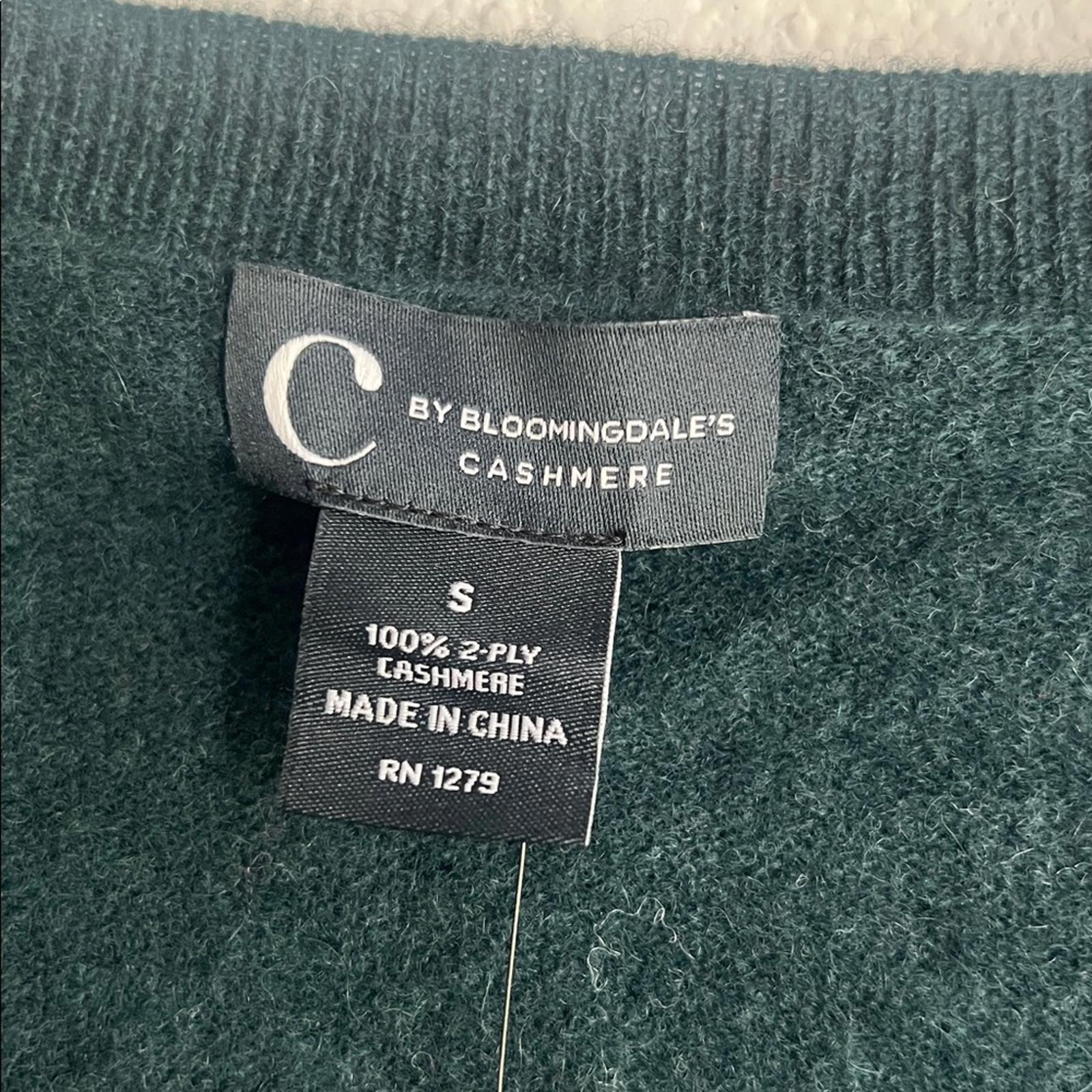 C by Bloomingdale's Cashmere V-Neck Cardigan in Dark Green, Size S, NWT