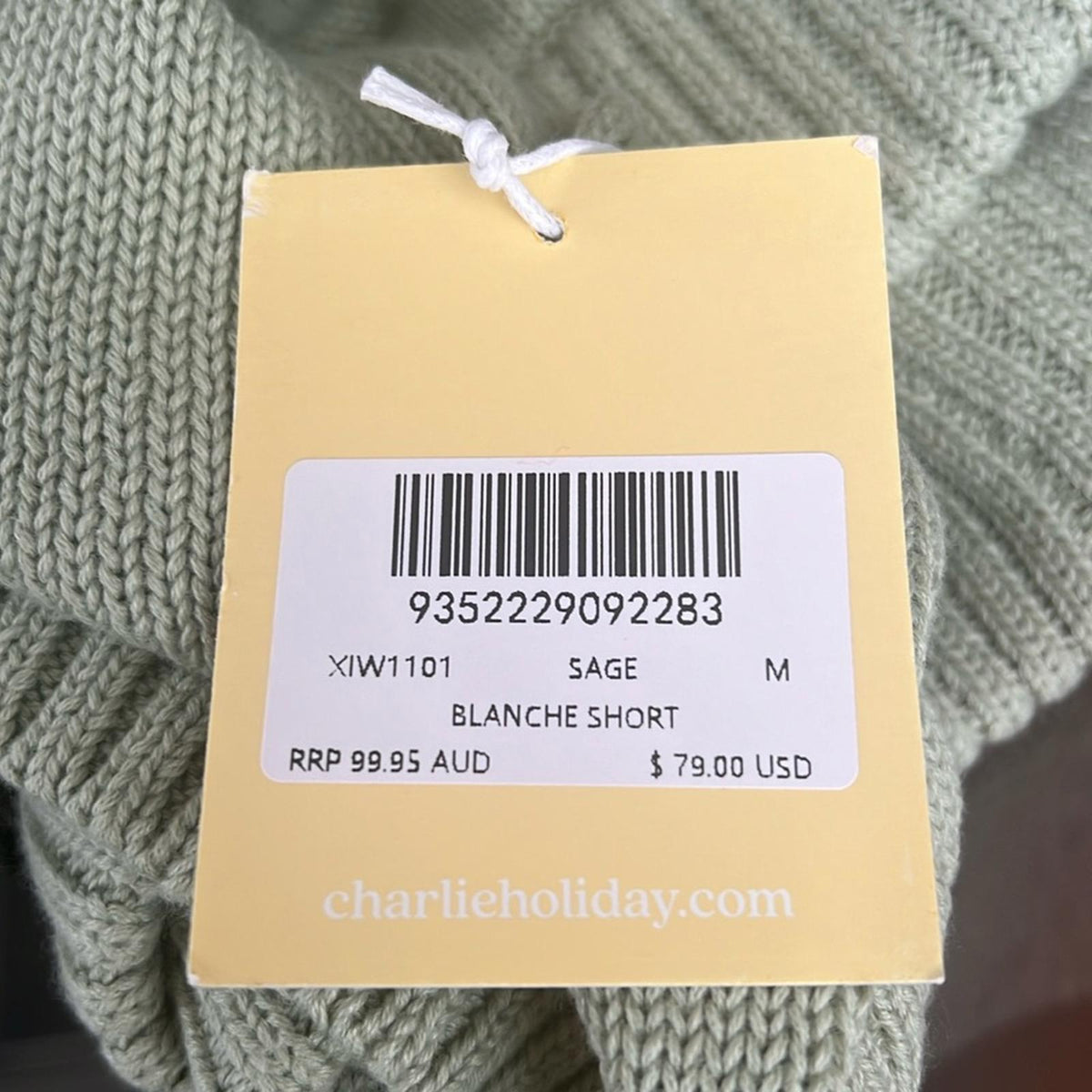 Charlie Holiday SAGE Blanche High-Waist Shorts, Organic Cotton Size M New w/Tag
