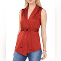 Vince Camuto Notch Collar Satin Vest, Sundown Chili Oil Size XL NEW w/Tag