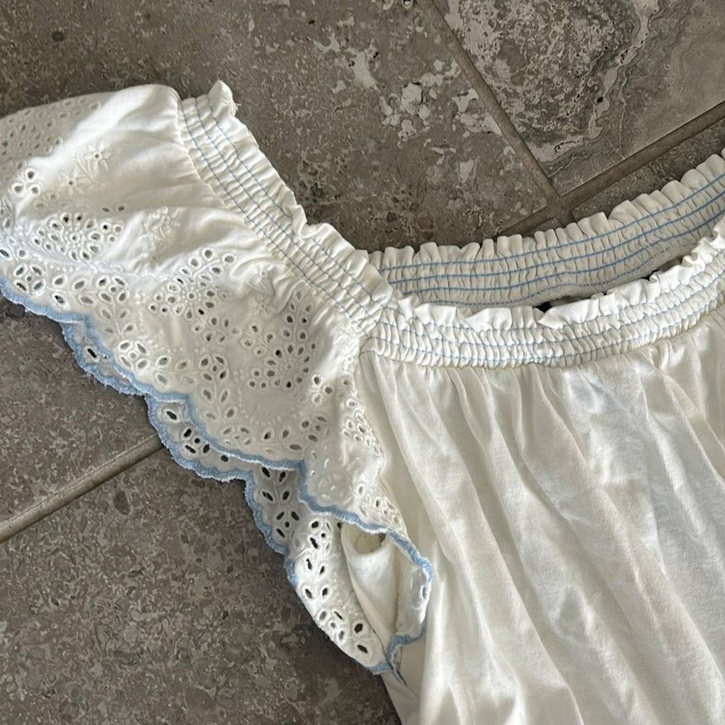 Polo Ralph Lauren Eyelet Tiered Jersey Fit & Flare Dress White Size 16 New w/Tag