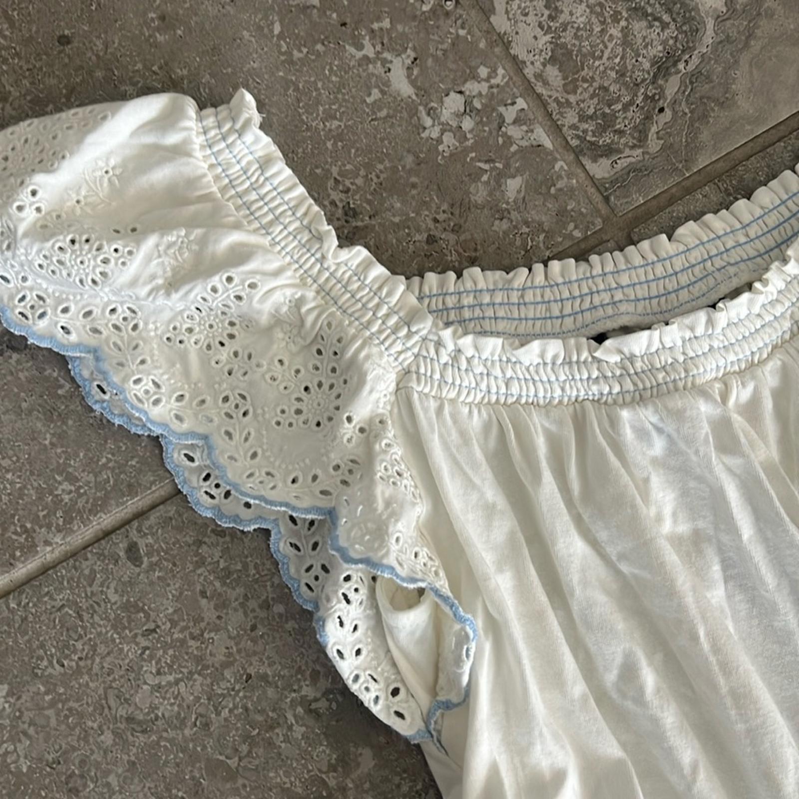 Polo Ralph Lauren Eyelet Tiered Jersey Fit & Flare Dress White Size 16 New w/Tag
