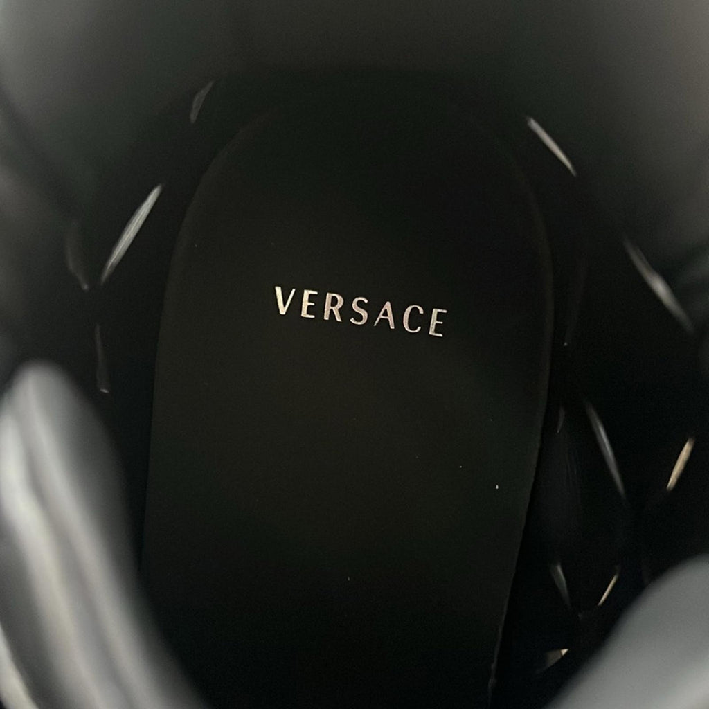 Versace Odissea Calf Leather High-Top Sneakers Black, Size 42 New+Dustbag $1,175