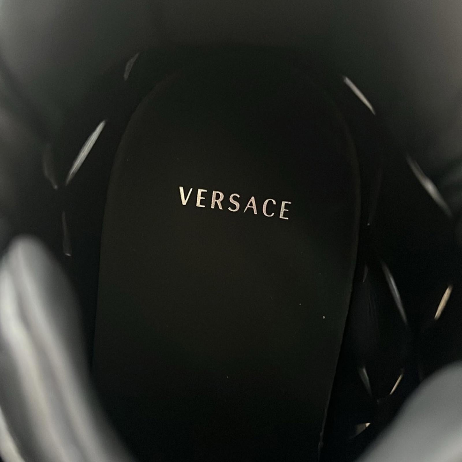 Versace Odissea Calf Leather High-Top Sneakers Black, Size 42 New+Dustbag $1,175