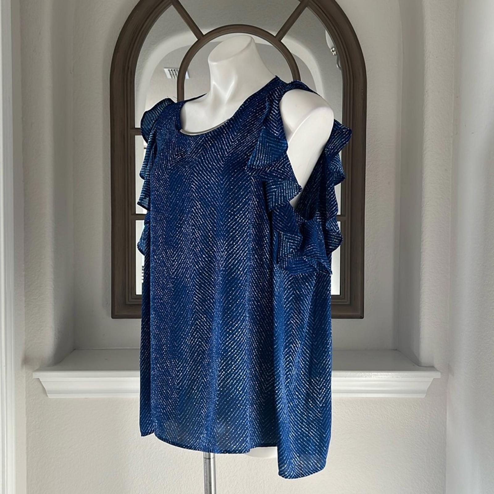 Michael Kors Cold Shoulder Ruffle Long Sleeve Blouse, Size XL $110 EXCELLENT