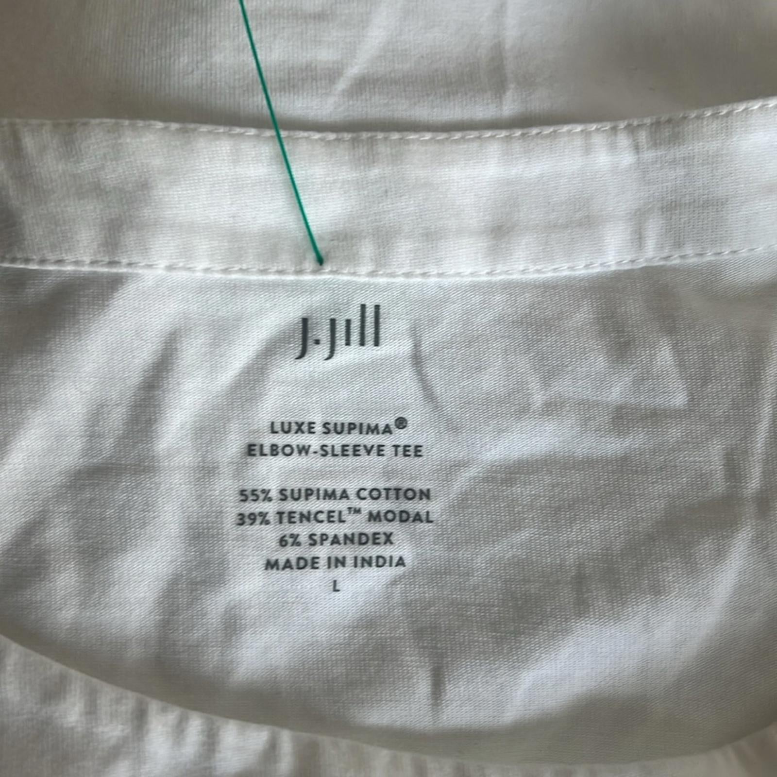 J. Jill Classic Luxe Supima Elbow-Sleeve Tee in White, NEW, Size L