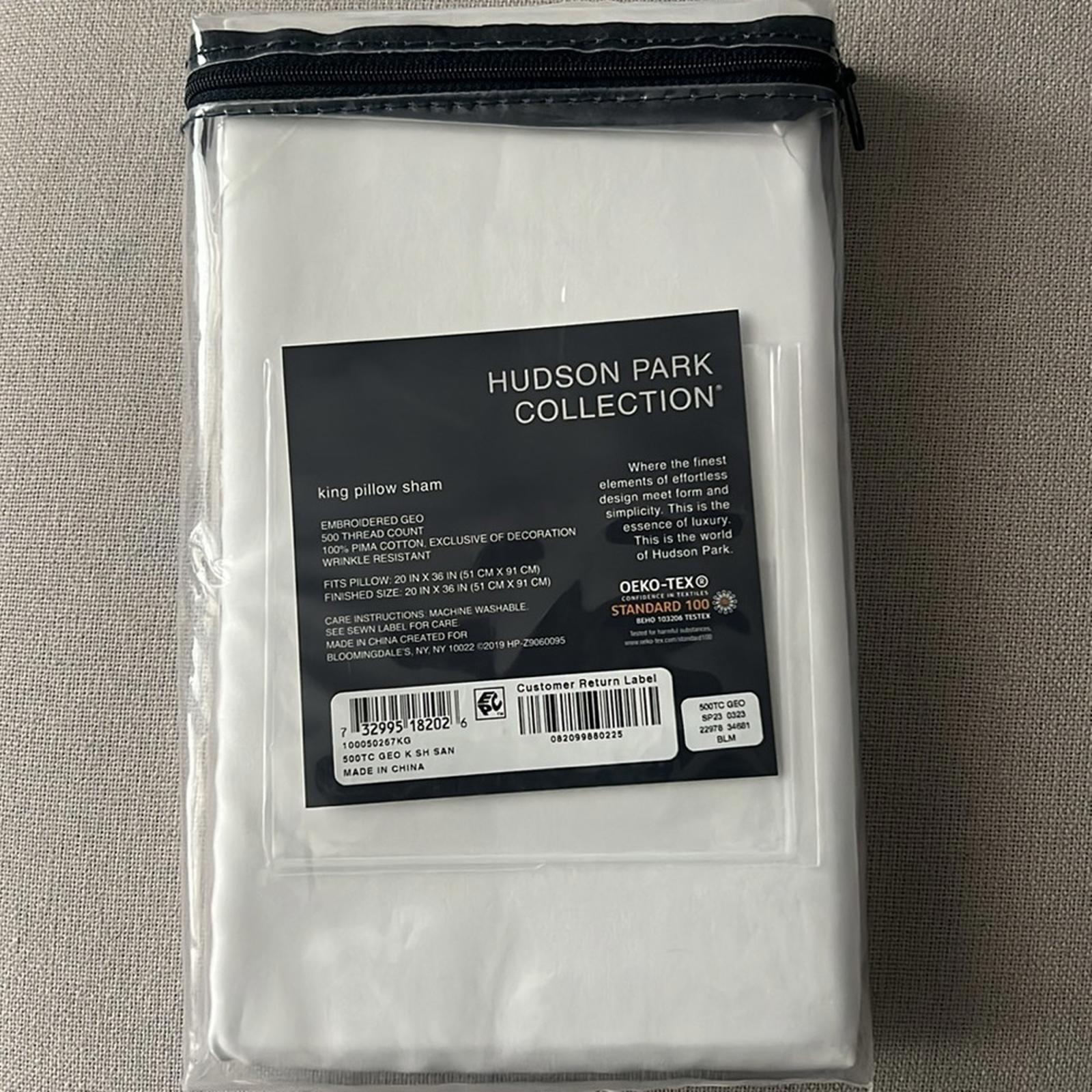 Hudson Park Collection Embroidered Geo King Sham, Wrinkle Resistant NEW w/Tag