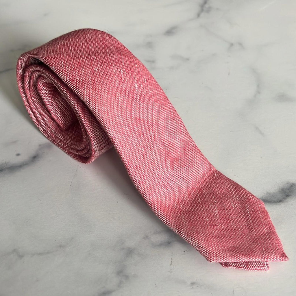 Zegna Lino Linen Medium Red Solid Neck Tie, One Size, New w/Tag