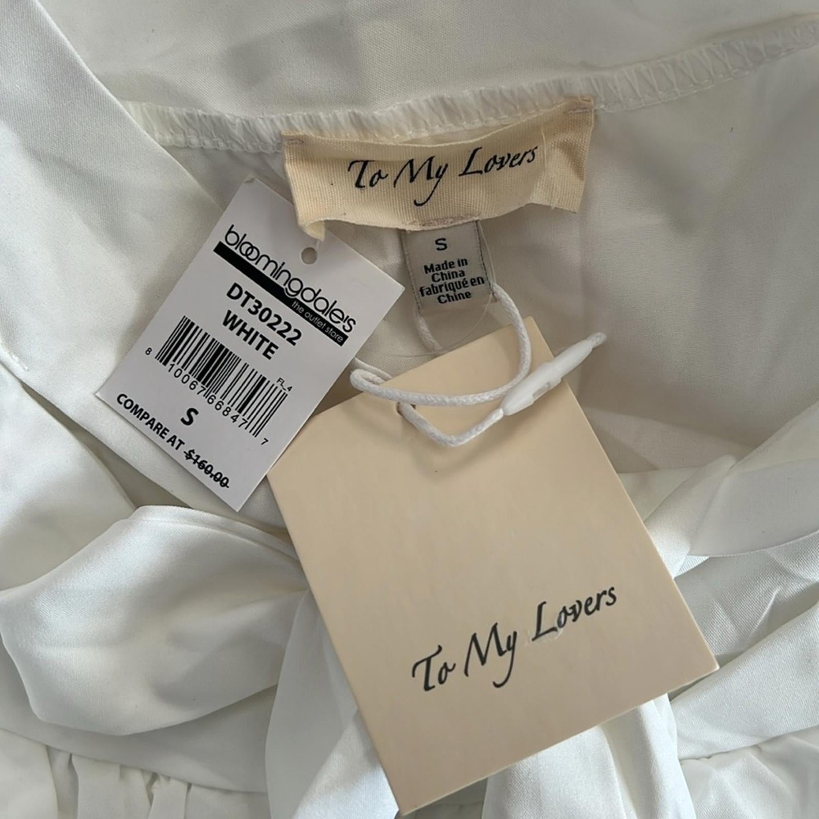 To My Lovers Ruffled Tie Sash Blouse in White, Size S New w/Tag $160