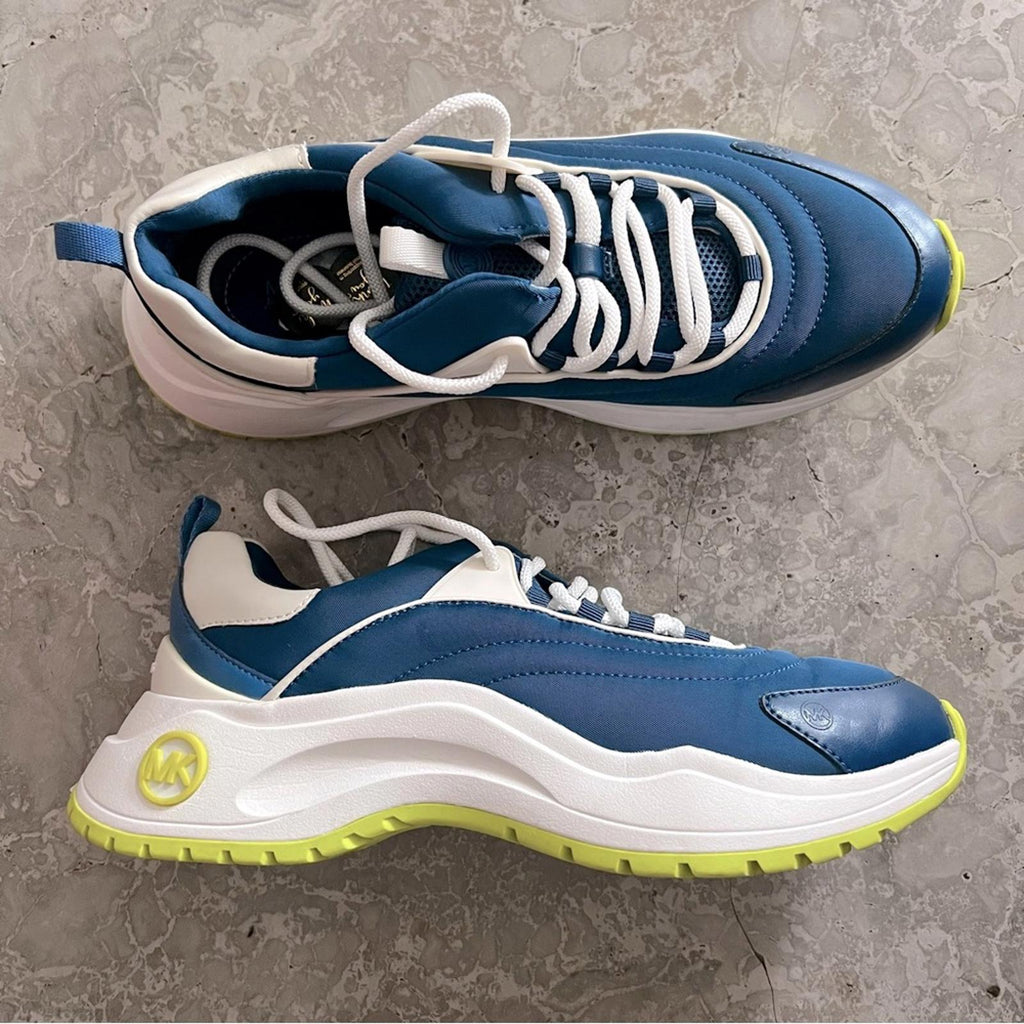 Michael Kors Dara Color-Block Nylon Trainers, River Blue Size 8.5M Retail $195