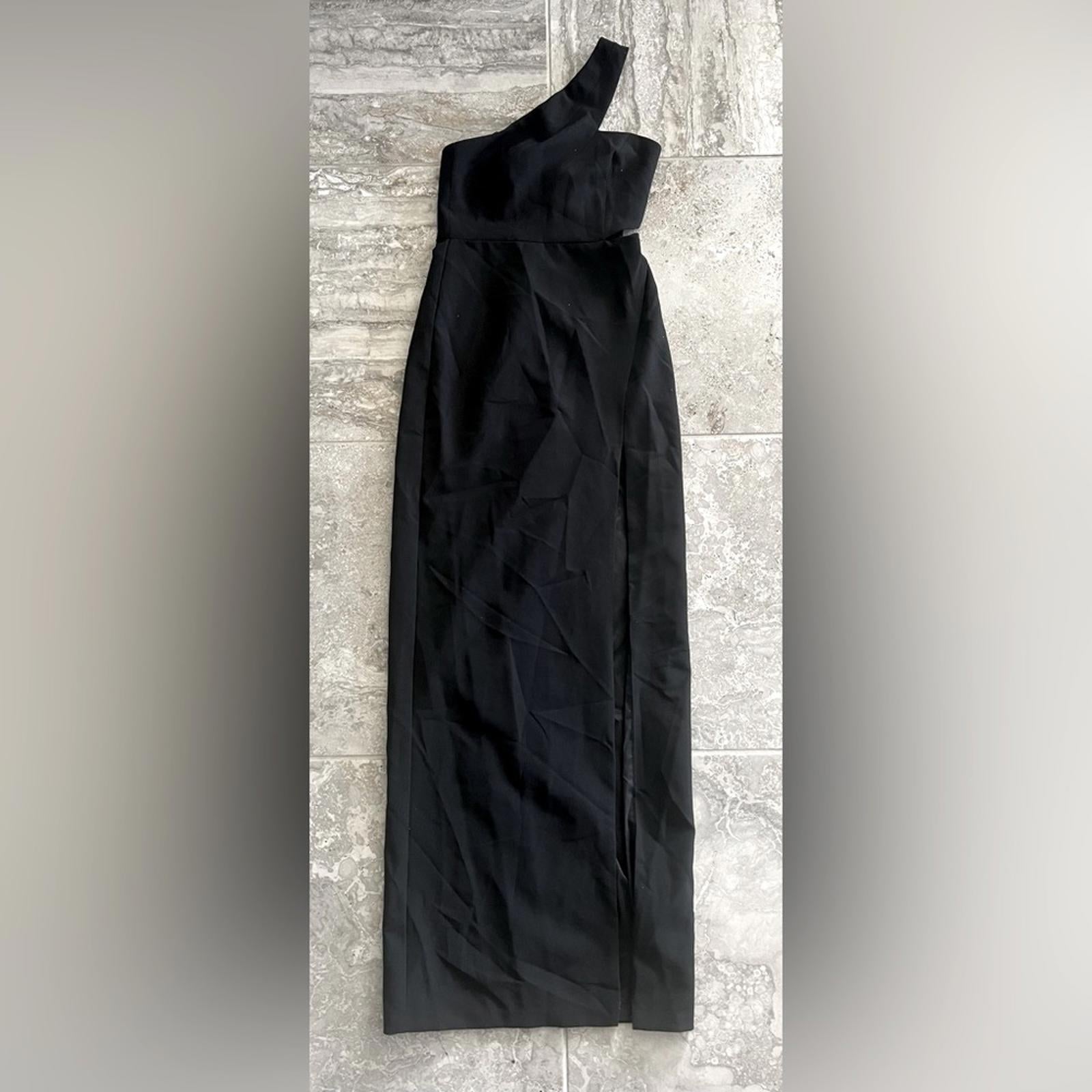 Aidan Mattox One Shoulder Crêpe Front Slit Maxi Dress, Size 0 New w/Tag $195
