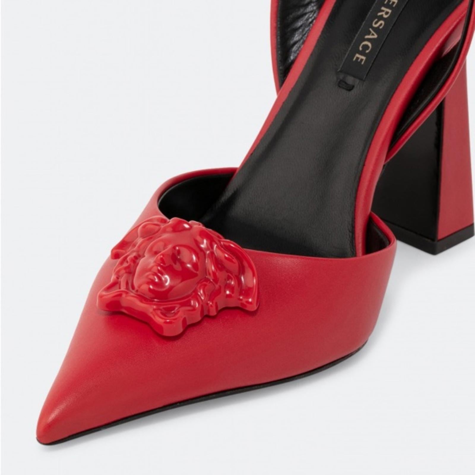 NEW Versace La Medusa Slingback Pump in Red, Size 36.5 New in Box