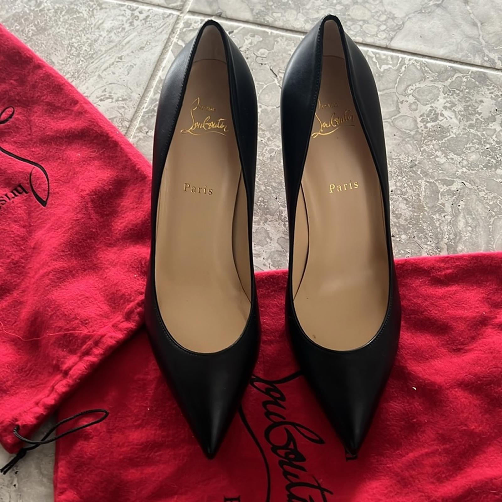 Christian Louboutin Kate 100 Leather Courts in Black, Size 42 NEW + DustBags