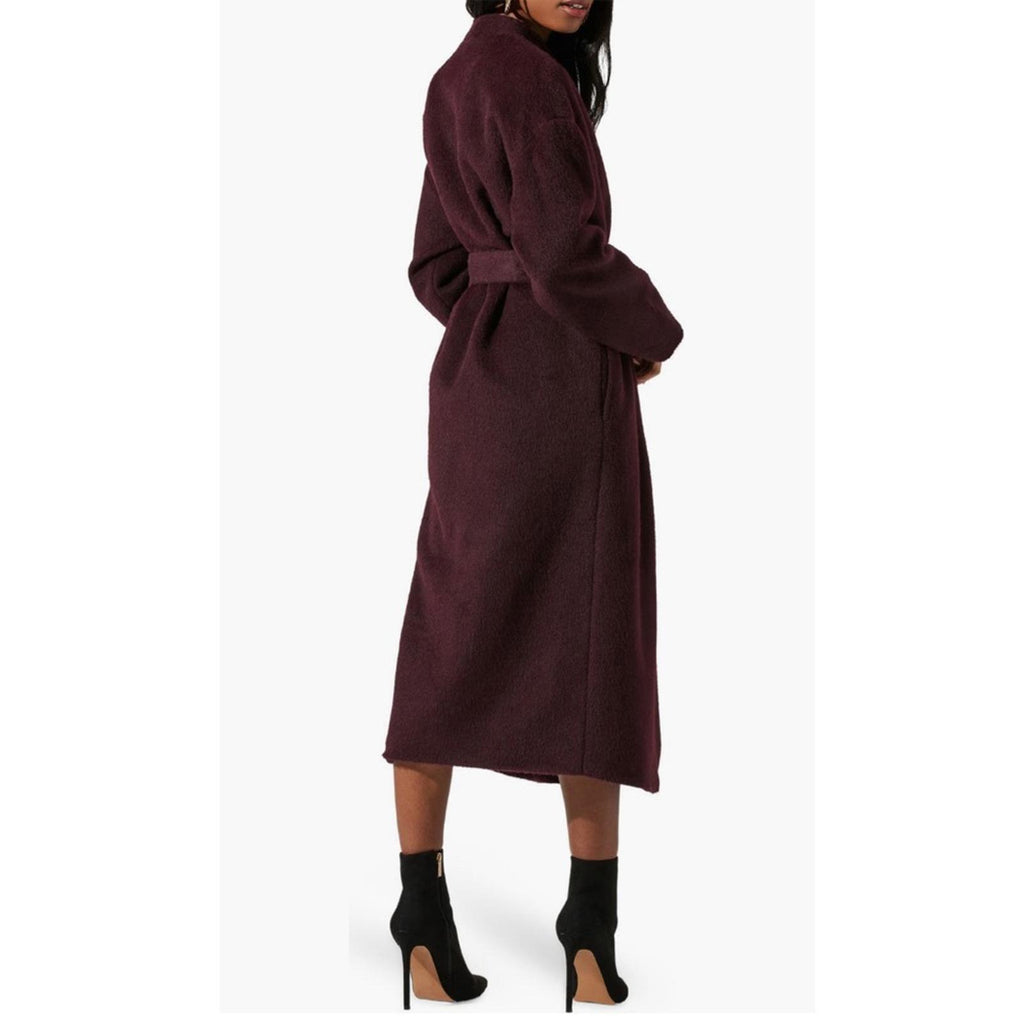 ASTR the Label Berkley Belted Coat in Wine, Size XS New w/Tag