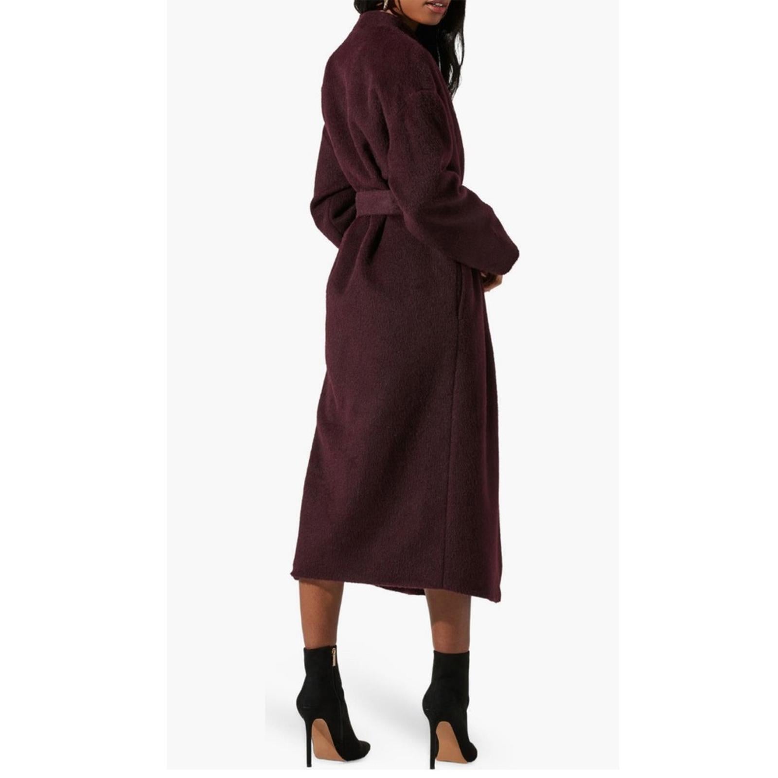 ASTR the Label Berkley Belted Coat in Wine, Size XS New w/Tag