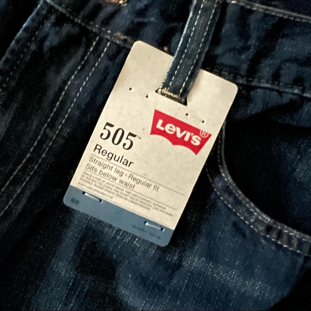 Levi’s 505 Jeans Husky Regular Fit Straight Leg in Blue Denim Size W33 X L28 NWT