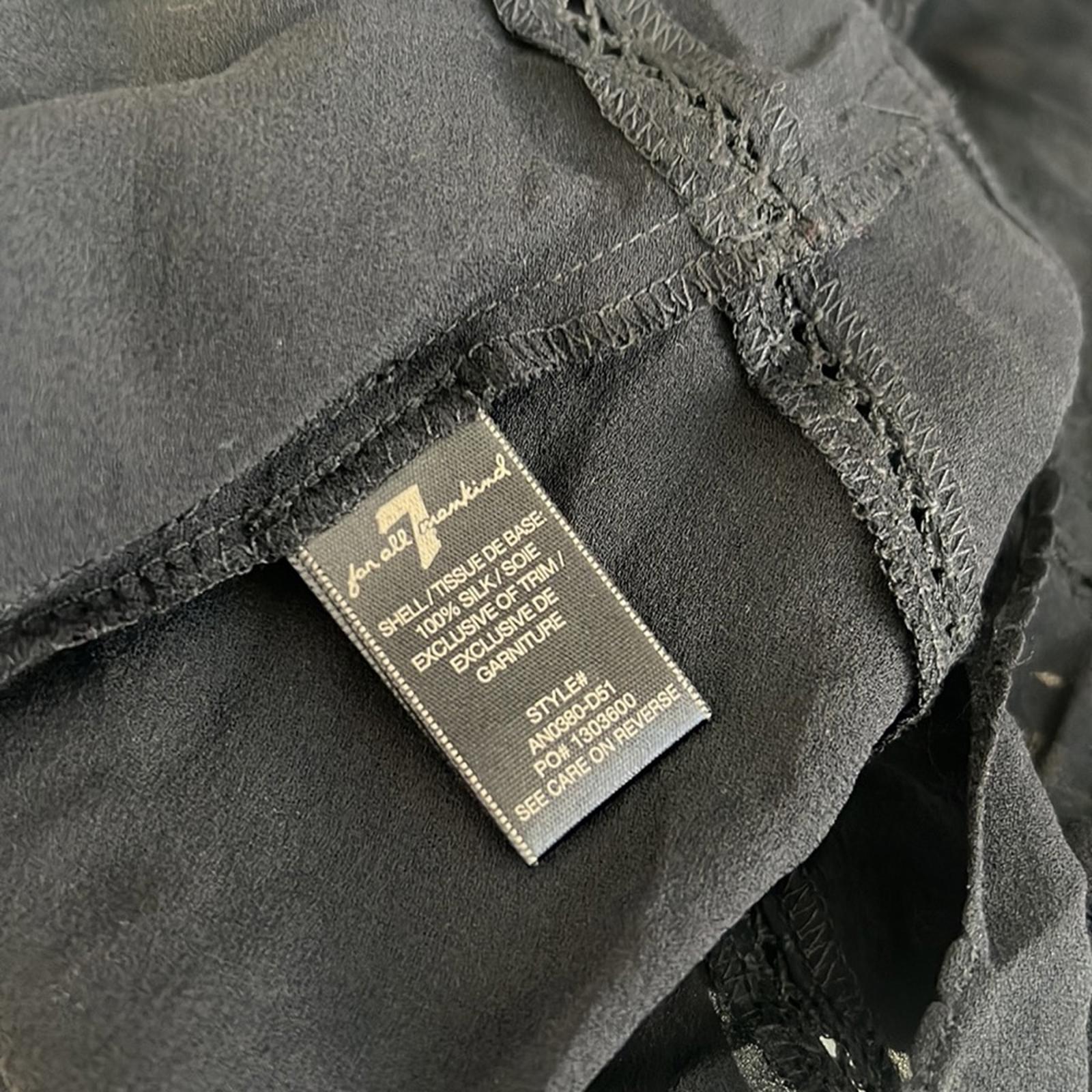 7 For All Mankind Black Sheer Blouse, 100% Silk Size M, New w/o Tag