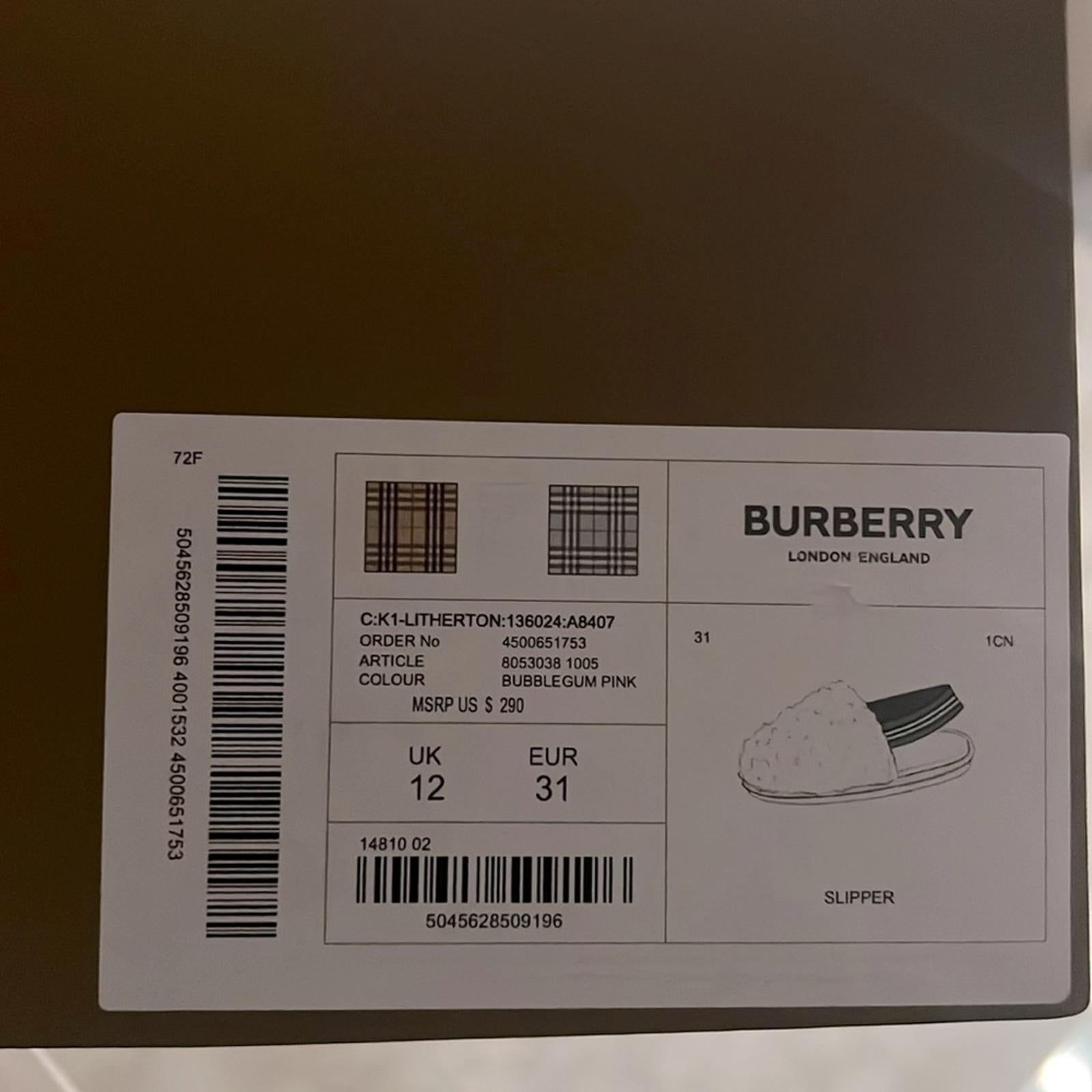 NEW Burberry Kids Pink Litherton Sandals, Pink New in Box; w/Dust Bag