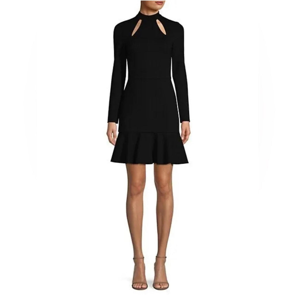 Alice + Olivia Marisela Ruffle Hem Cutout Cocktail Dress Black Size 2 EXCELLENT!