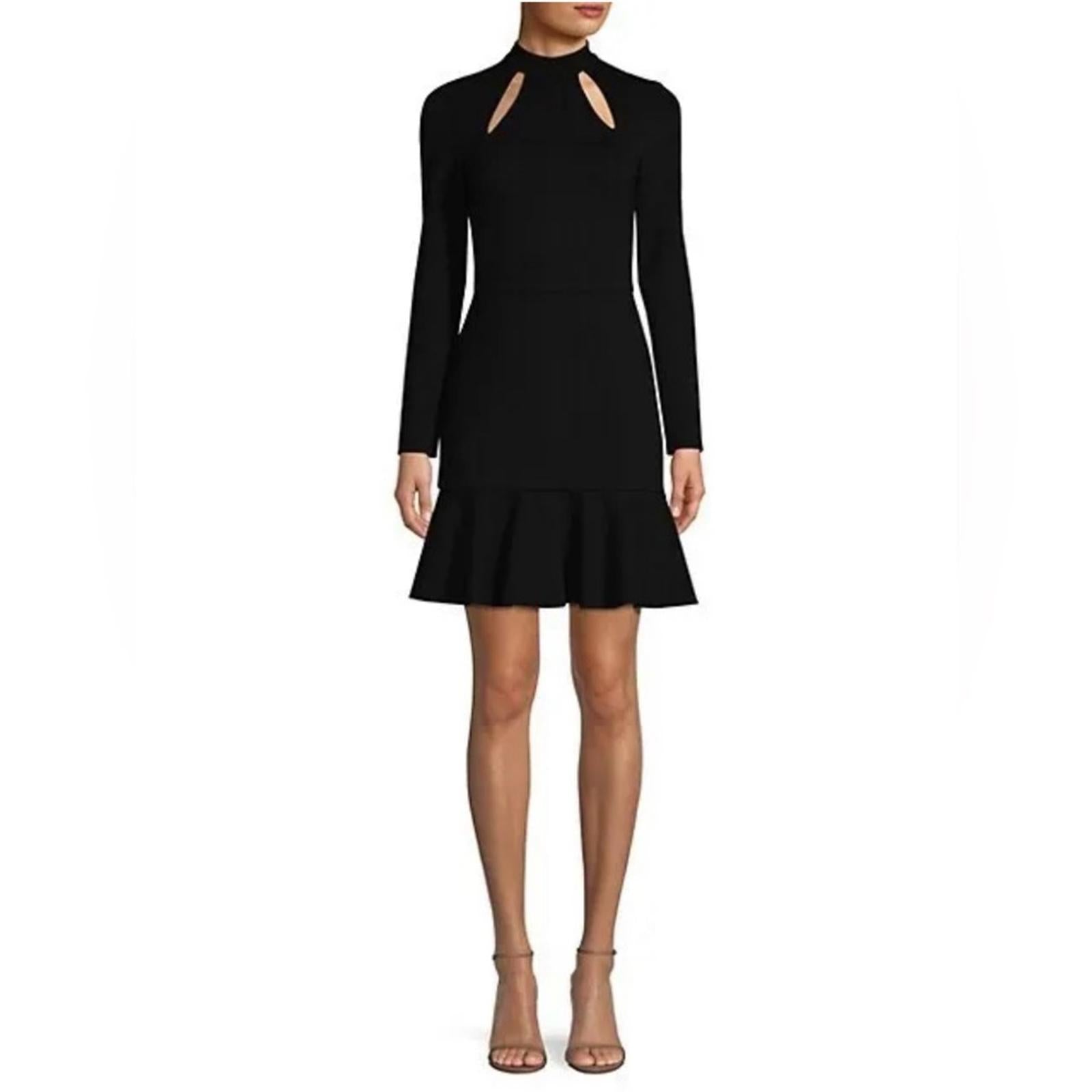 Alice + Olivia Marisela Ruffle Hem Cutout Cocktail Dress Black Size 2 EXCELLENT!