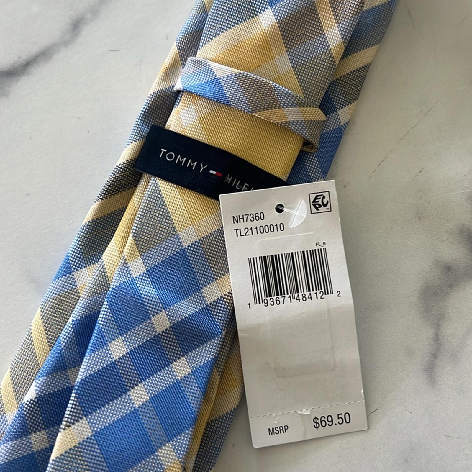 Tommy Hilfiger Festive Plaid Tie in Blue/Yellow, One Size, NWT