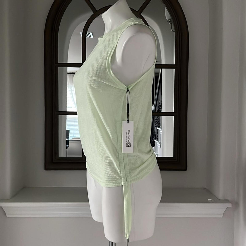 Calvin Klein Ruched Side Tie Tank Top Green, Size S New w/Tag