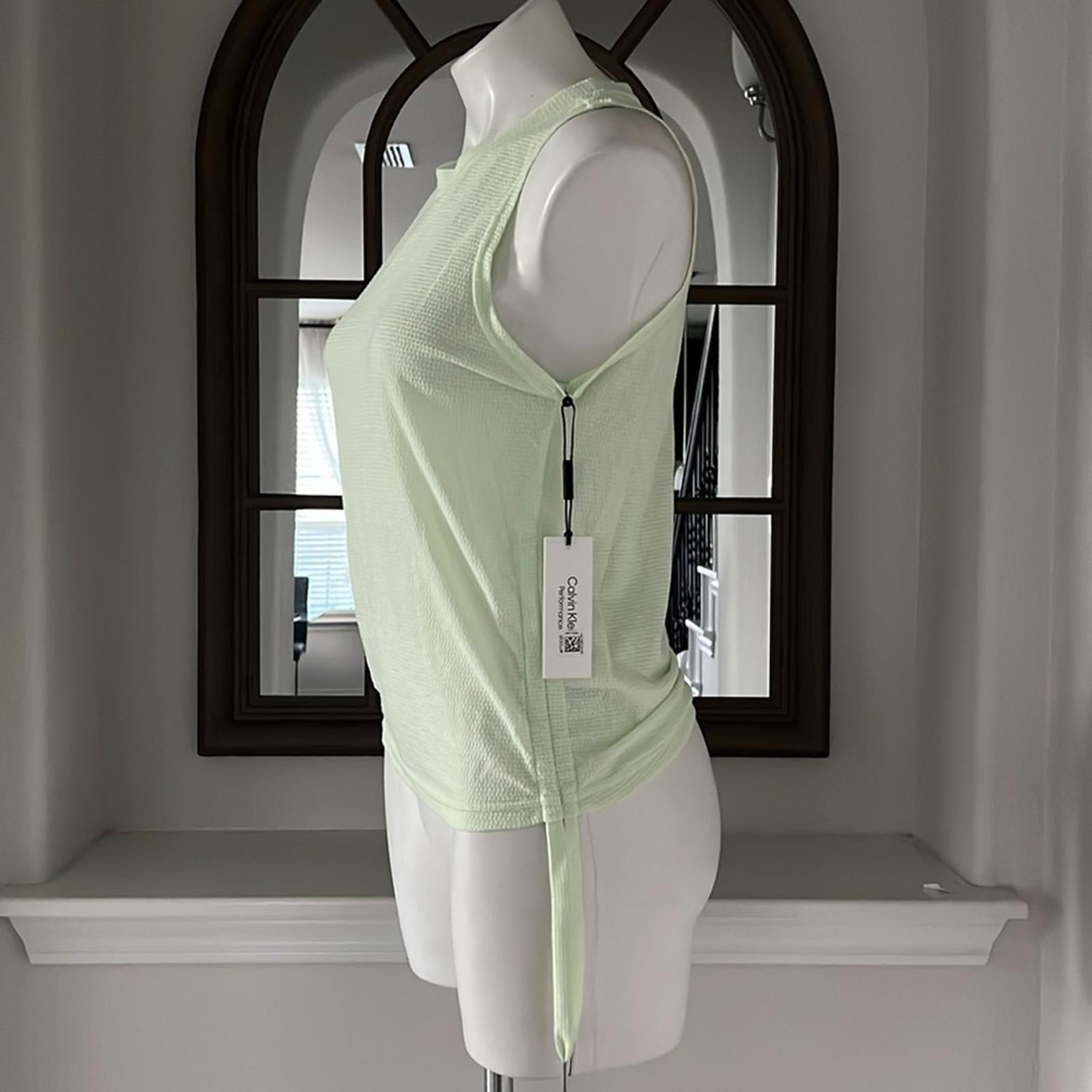 Calvin Klein Ruched Side Tie Tank Top Green, Size S New w/Tag