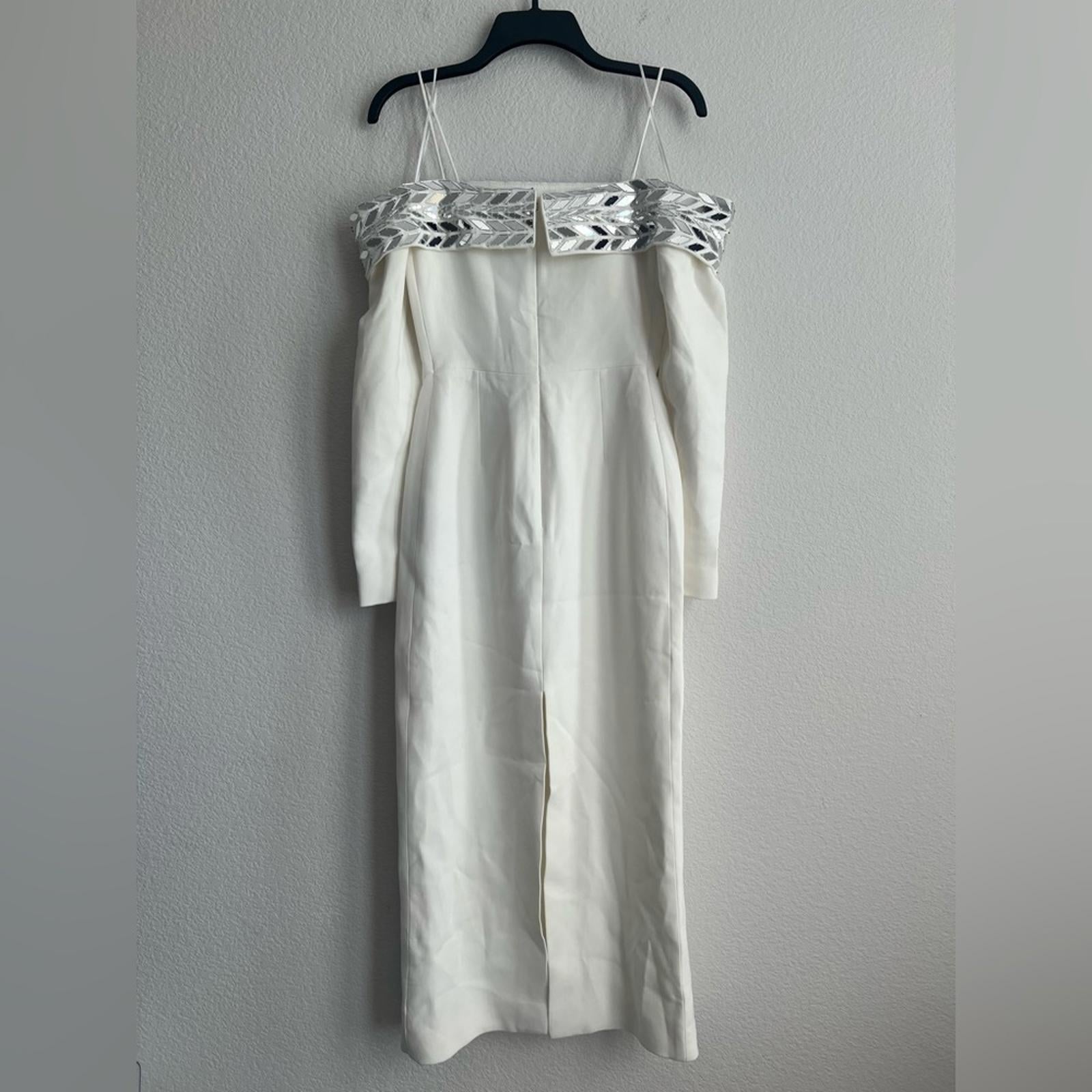 David Koma Plexi Mirror Tyre Track Off-the-Shoulder Midi Dress, Size 4 NWT $2650