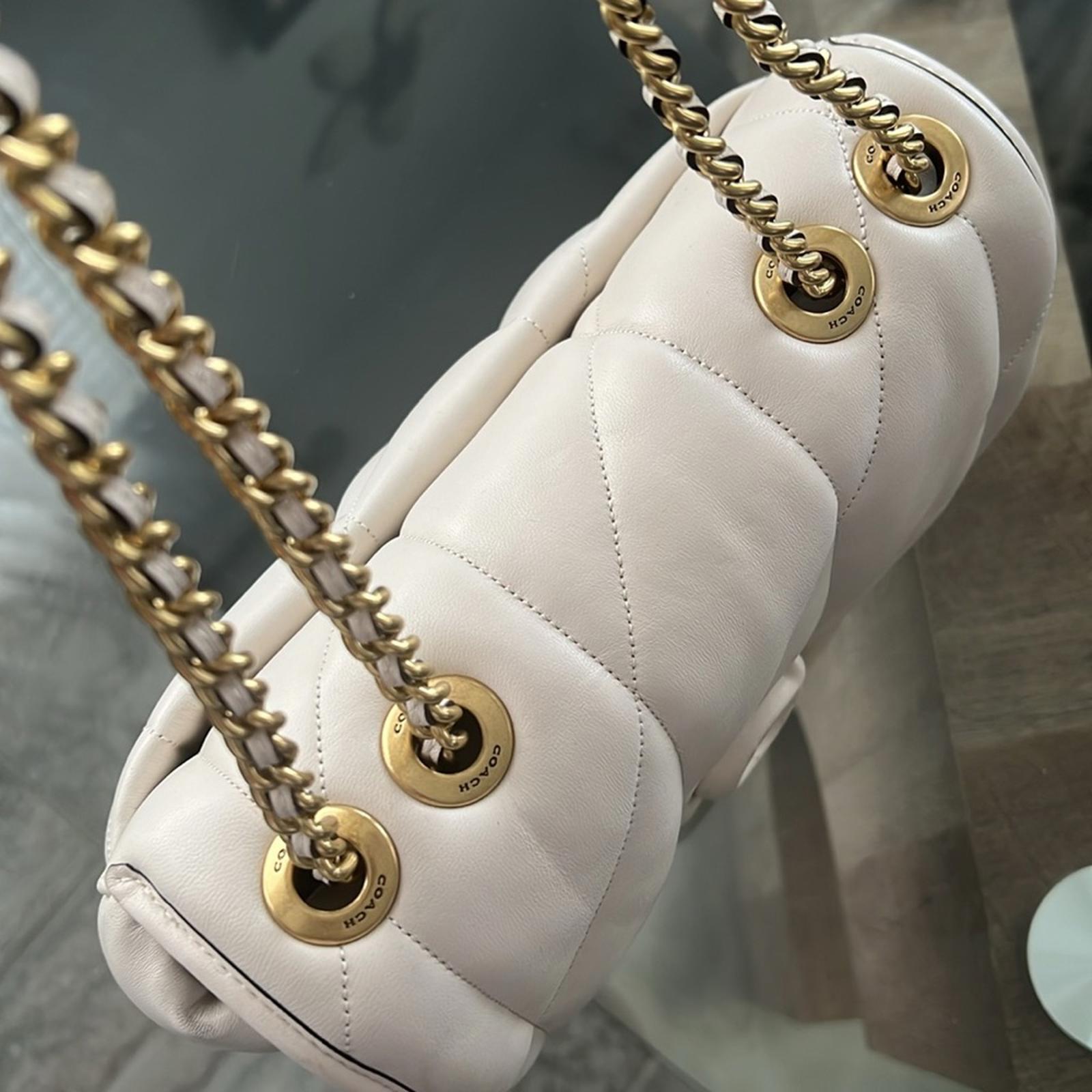 COACH Quilted Pillow Madison Shoulder Bag in Chalk, EXCELLENT!