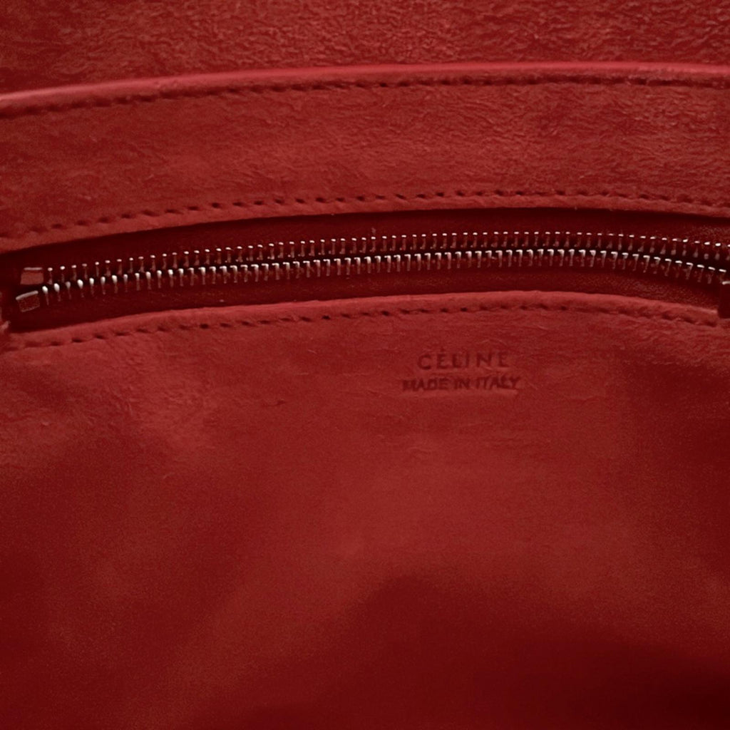 Celine Sangle Small Bucket Bag in Small Grain Calfskin in Red, Like NEW