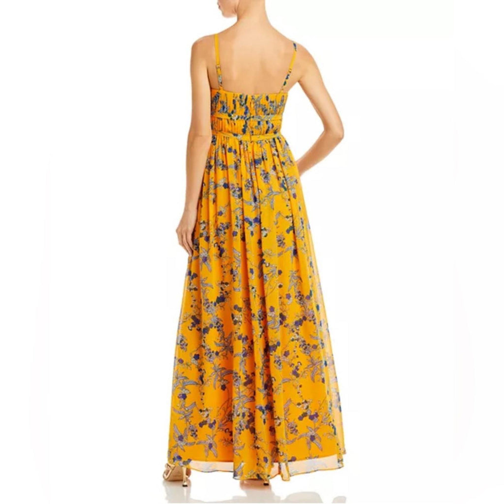 Aqua Bloomingdale’s Square Neck Evening Dress in Apricot, Size S New w/Tag $298
