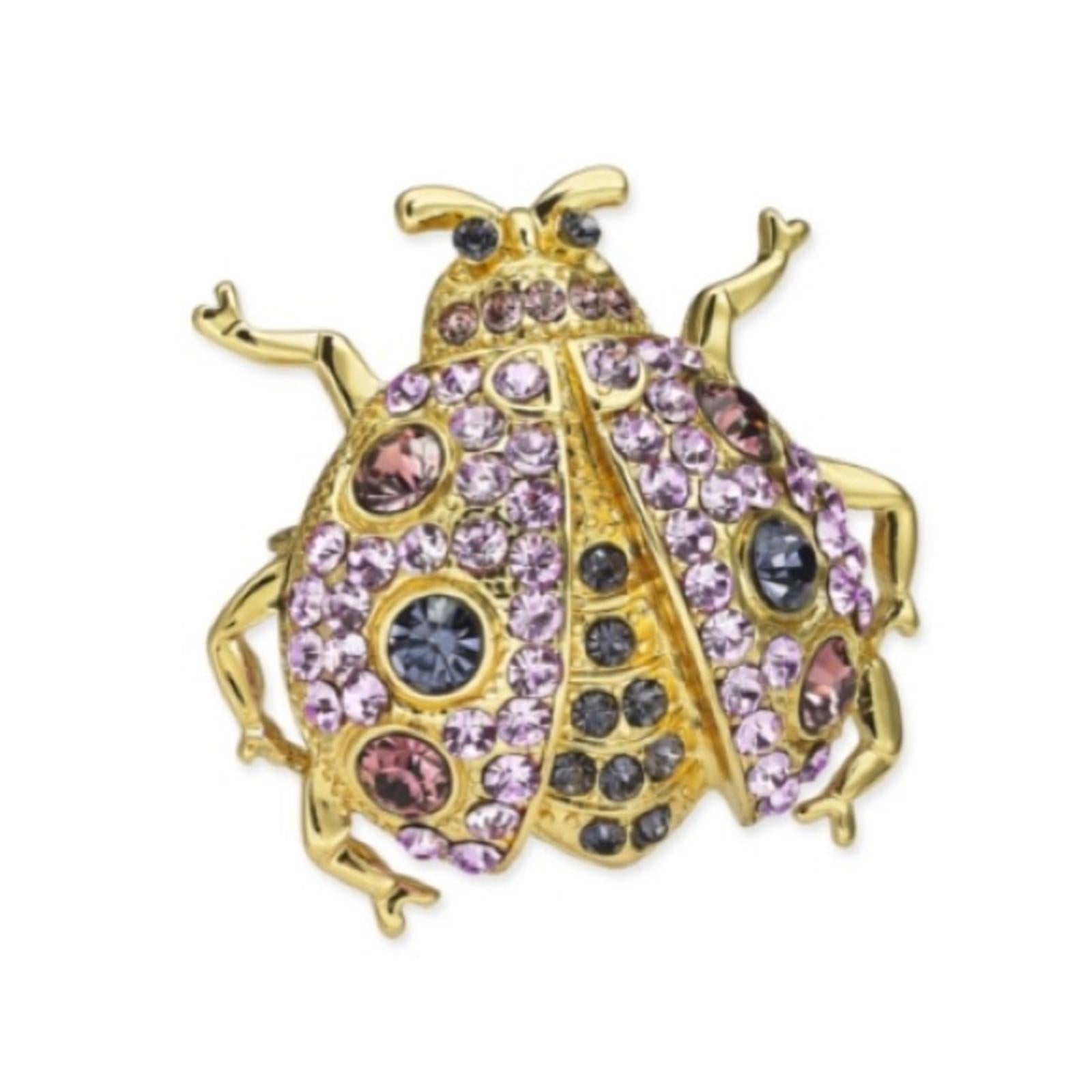 Charter Club Gold-Tone Crystal Bug Pin/Brooch in Gold/Purple New in Box