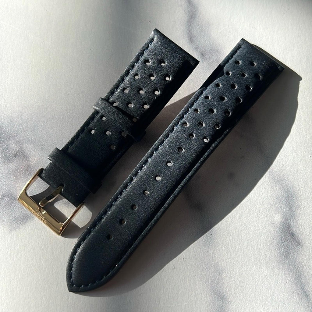 Versace 22MM Leather Watch Band in Navy, New w/o Box