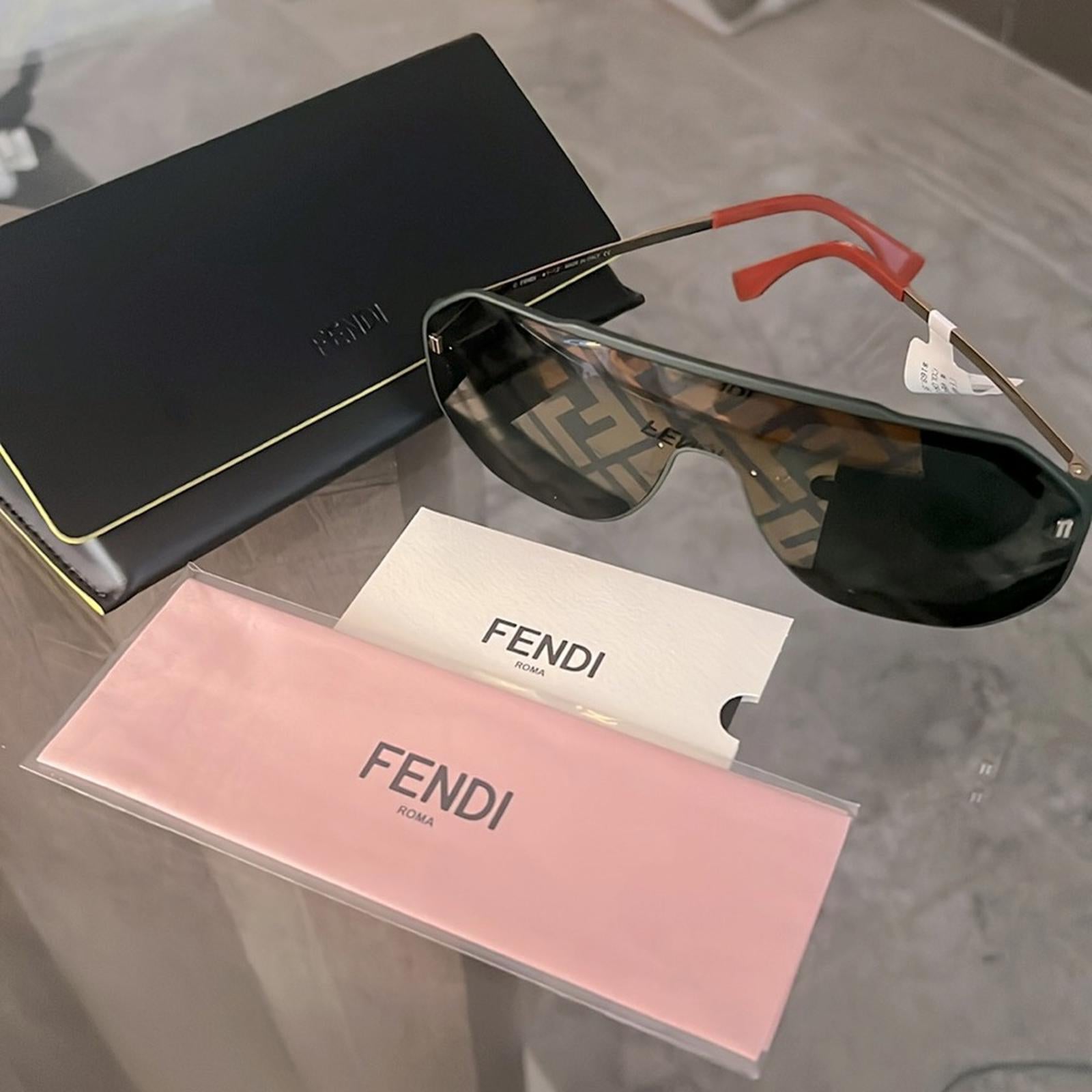NWT FENDI FF Evolution Mask Sunglasses with Case 142mm, New w/Tag Full Inclusion
