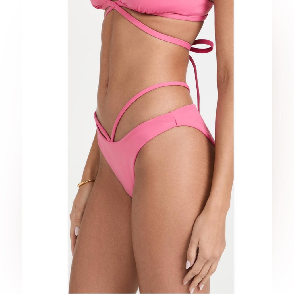Jonathan Simkhai Emmalynn Bikini Bottom in Pink, Size M NEW w/Tag