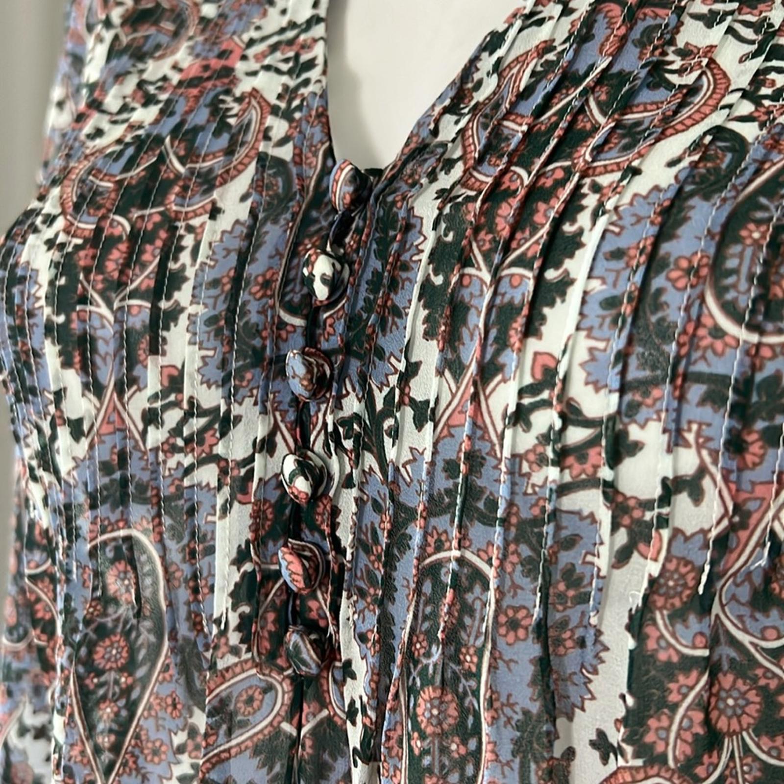 Veronica Beard Lowell Paisley Top, Off-White Multi, Size 00 New w/Tag $398