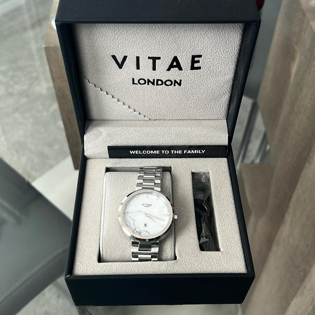 Vitae London Elmington Stainless Steel Bracelet Watch 36mm Silver New w/Tag $259